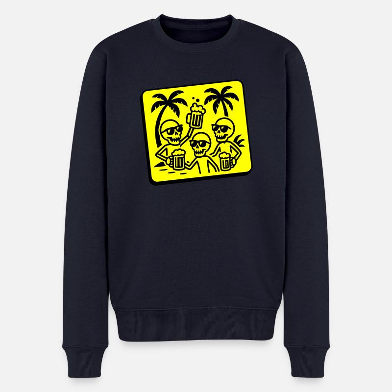 Skelett Urlaub Party Bier - Männer Premium Bio Pullover - Navy