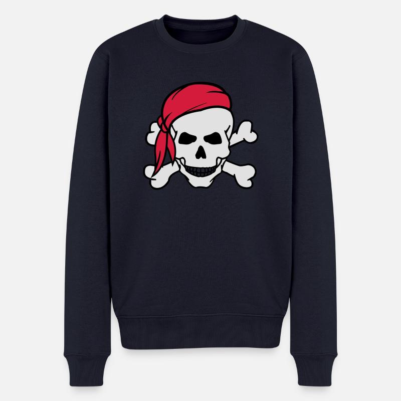 totenkopf_pirat_02 - Männer Premium Bio Pullover - Navy