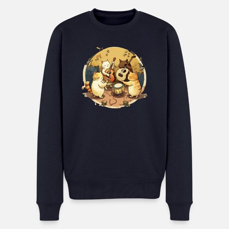 Katzenkonzert - Männer Premium Bio Pullover - Navy