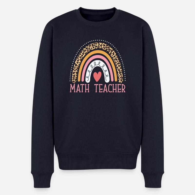 Professeur de mathématiques léopard arc-en-ciel - Pull Premium bio Homme - bleu marine