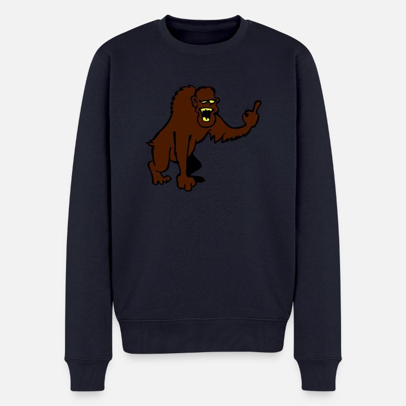 Affe zeigt Stinkefinger - Männer Premium Bio Pullover - Navy