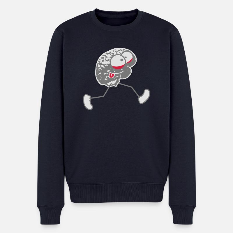 Crazy Running Brain - Männer Premium Bio Pullover - Navy