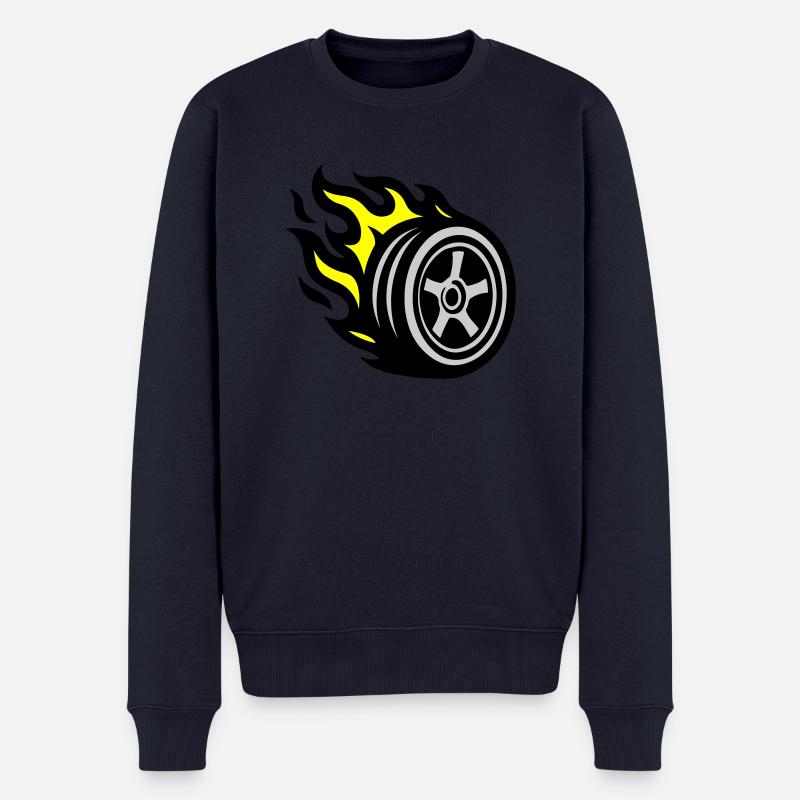 Reifen Flamme - Männer Premium Bio Pullover - Navy