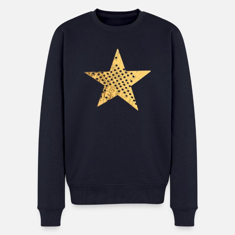 Stern mit Löcher (gold) - Männer Premium Bio Pullover - Navy