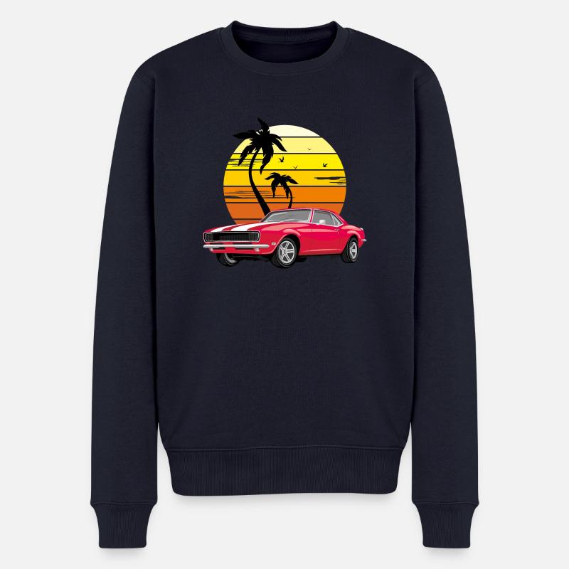 Klassisches rotes Retro-Auto - Männer Premium Bio Pullover - Navy