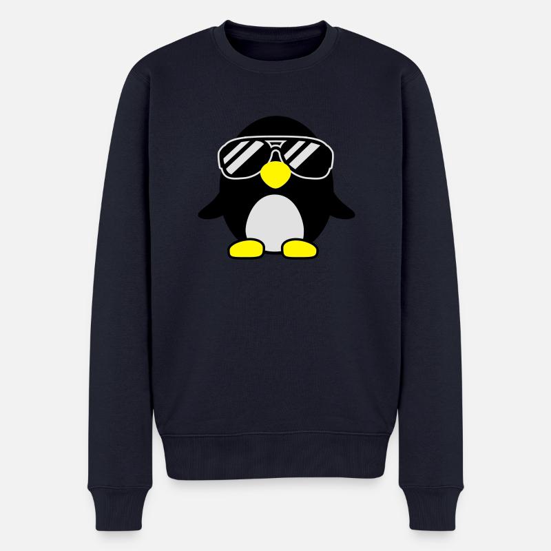 penguin_sonnenbrille__f3 - Männer Premium Bio Pullover - Navy