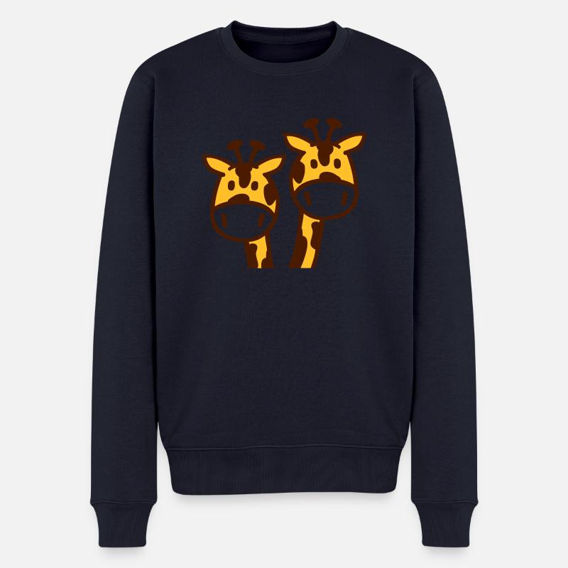 Giraffe - Männer Premium Bio Pullover - Navy