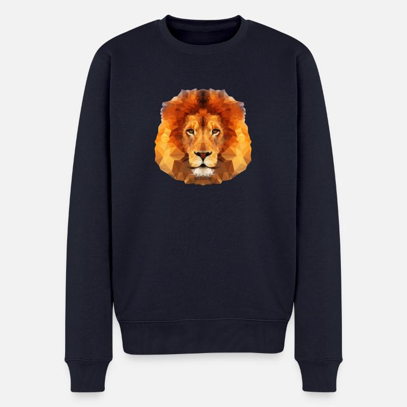 Löwenkopf frontal - Männer Premium Bio Pullover - Navy