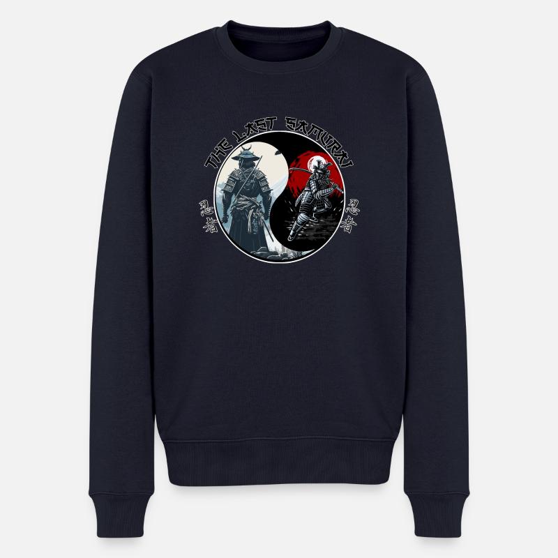 ying yang samurai - Männer Premium Bio Pullover - Navy