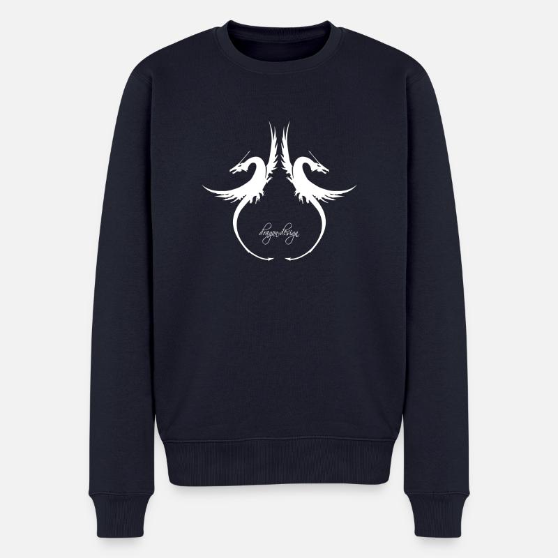 white-dragon-dance_01 - Männer Premium Bio Pullover - Navy