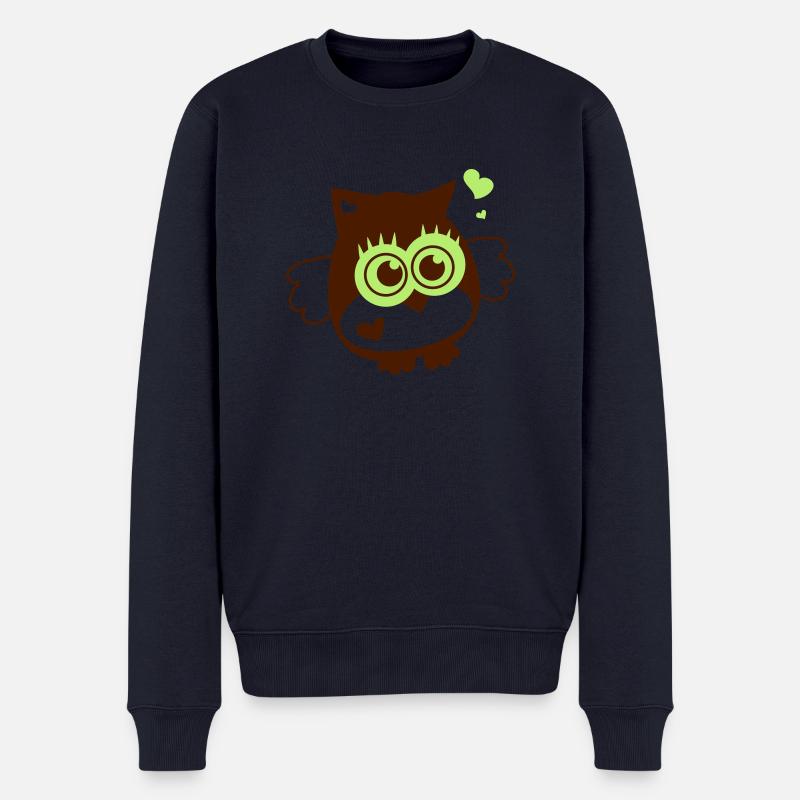 Eule - Kawaii mit Herzen - Männer Premium Bio Pullover - Navy