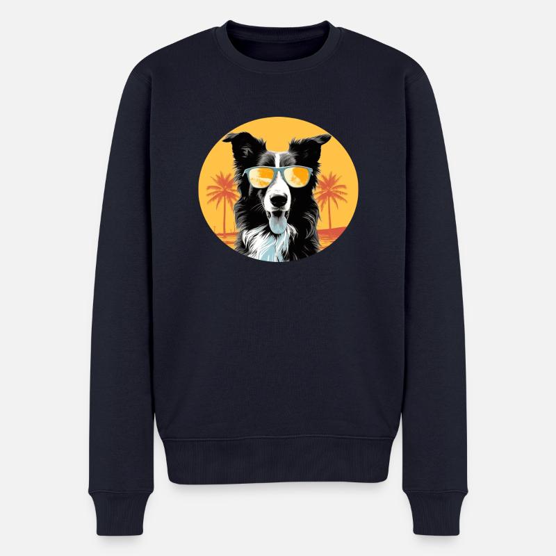 Border Collie - Pull Premium bio Homme - bleu marine