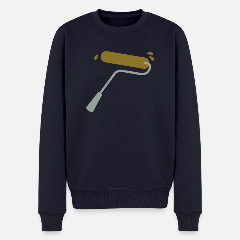 Farbrolle in Gold und Silber mit Spritzern - Männer Premium Bio Pullover - Navy