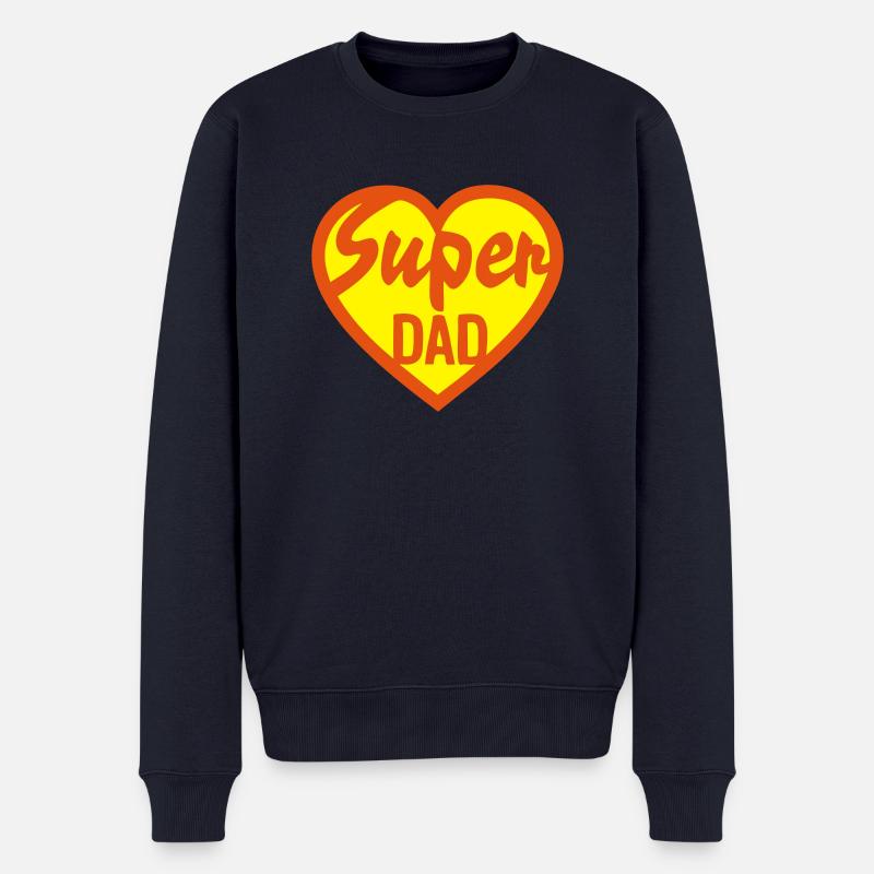 Super Papa Herz - Männer Premium Bio Pullover - Navy