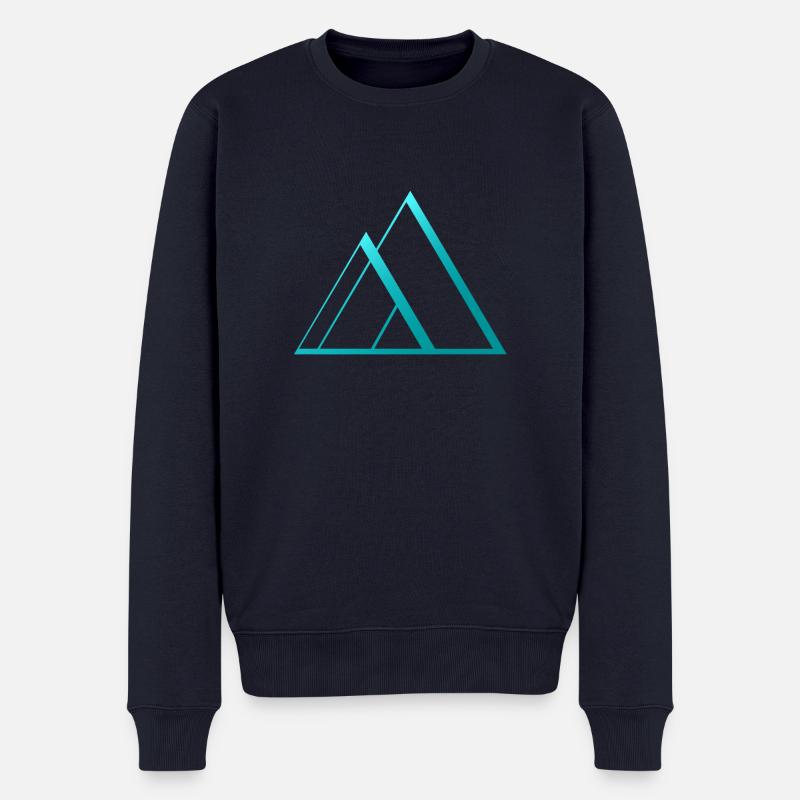 Dreiecke Pyramide blau Design - Männer Premium Bio Pullover - Navy