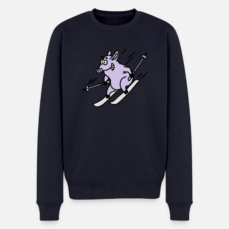 pistensau_02_c_3c - Männer Premium Bio Pullover - Navy