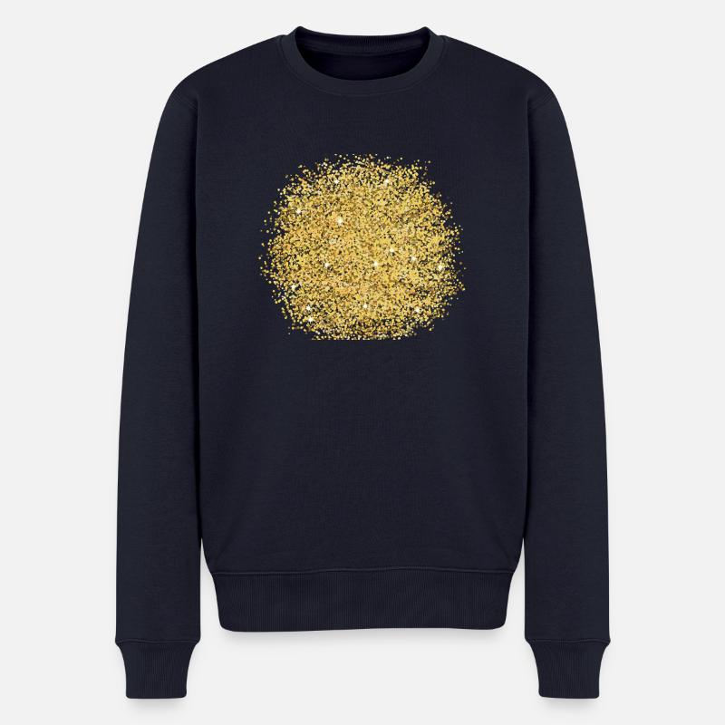 Gold Glitzer - Männer Premium Bio Pullover - Navy