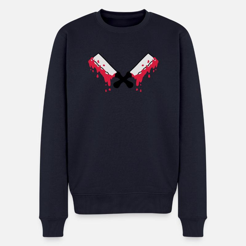 bloody_cleavers - Männer Premium Bio Pullover - Navy