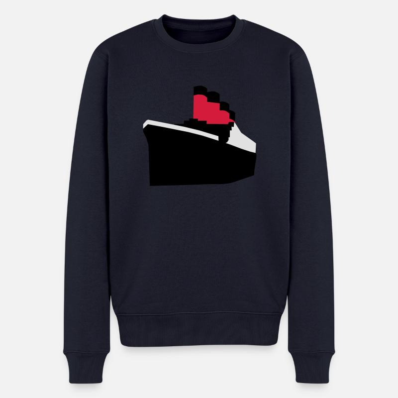 Ozeandampfer Vektor - Männer Premium Bio Pullover - Navy