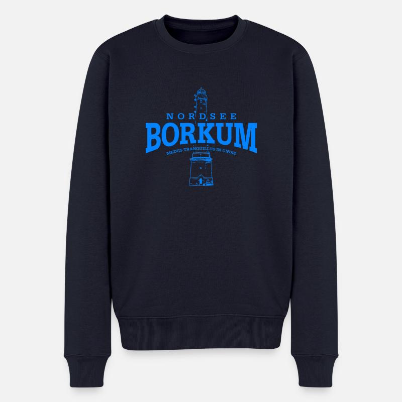 Borkum Nordsee (blau) - Männer Premium Bio Pullover - Navy