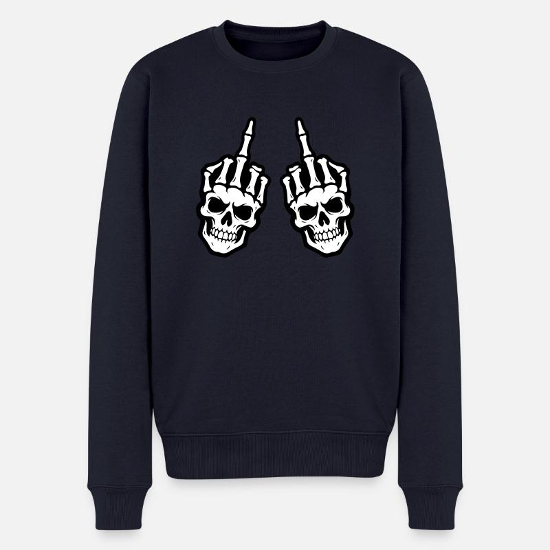 Mittelfinger Skelett Hand - Männer Premium Bio Pullover - Navy