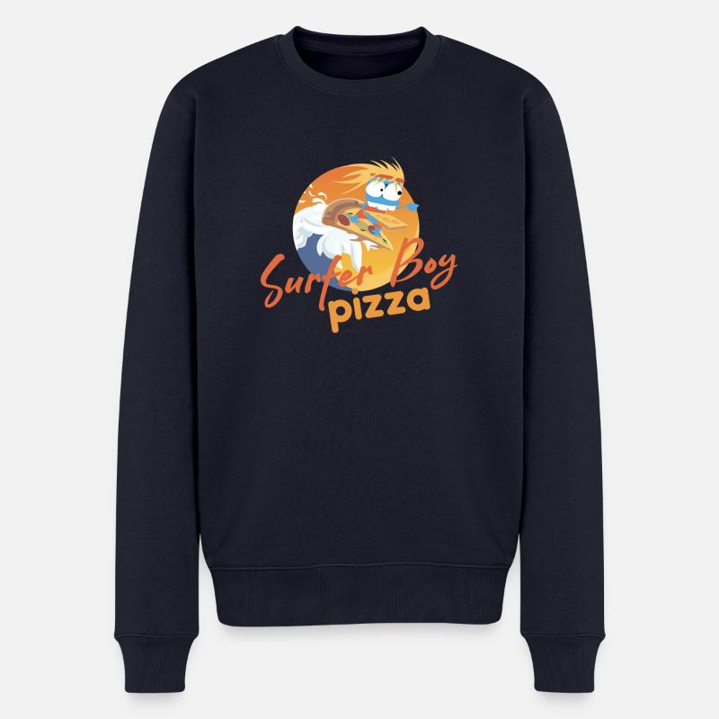 Surfer Boy Pizza - Le surfeur livreur de pizza - Pull Premium bio Homme - bleu marine