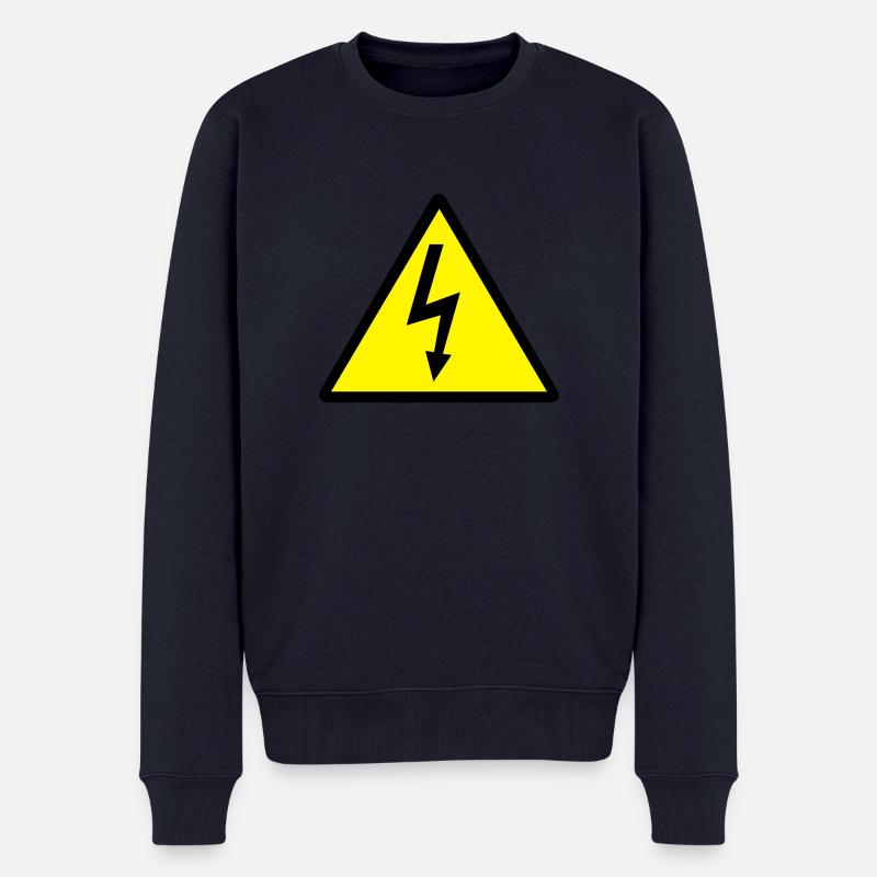Attention,Symbole,Foudre,Électicité - Pull Premium bio Homme - bleu marine