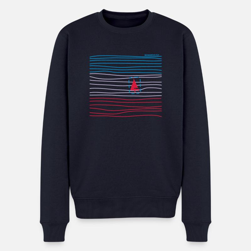 Boot in Wellen - Männer Premium Bio Pullover - Navy