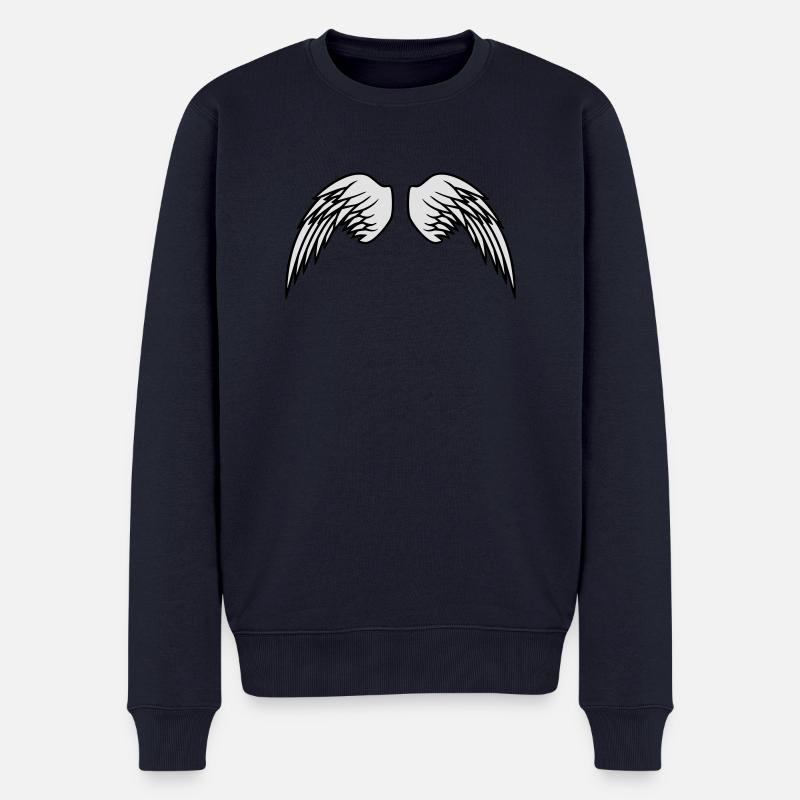 Angel Wings Design - Männer Premium Bio Pullover - Navy