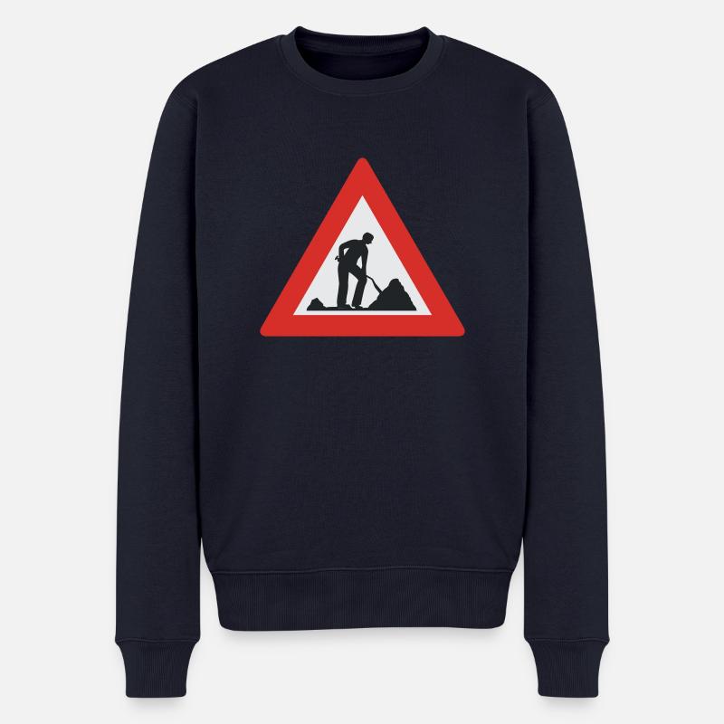 Men at Work Warnung - Männer Premium Bio Pullover - Navy