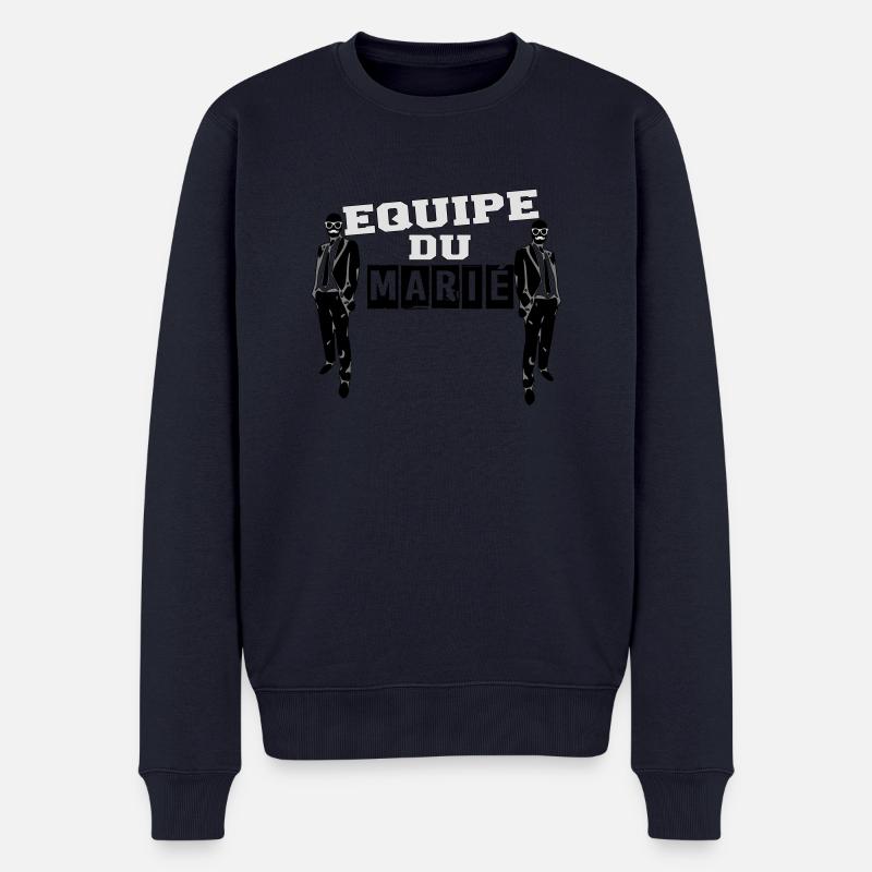 équipe marié avec moustache - Pull Premium bio Homme - bleu marine