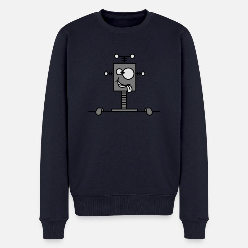 Funny Crazy Robot Behind Wall - Pull Premium bio Homme - bleu marine
