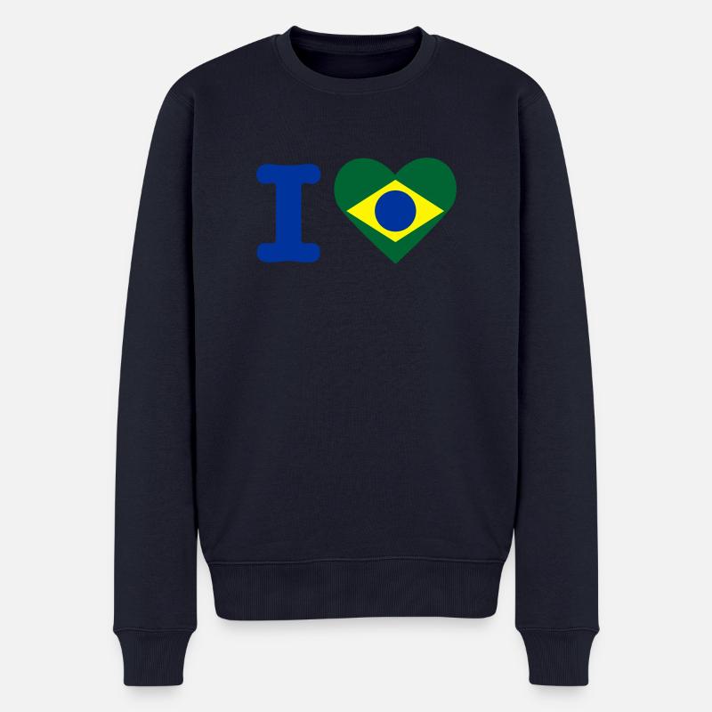 I love Brasilien - Männer Premium Bio Pullover - Navy