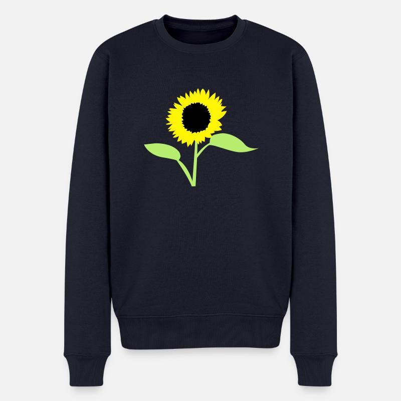 Sommer-Sonnenblumengelb mit offenen Blätter - Männer Premium Bio Pullover - Navy