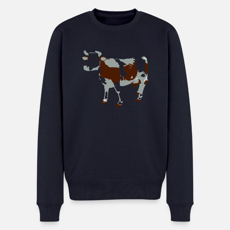 Kuh - Männer Premium Bio Pullover - Navy