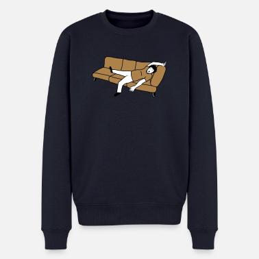Schlafender Mann Couch - Männer Premium Bio Pullover - Navy