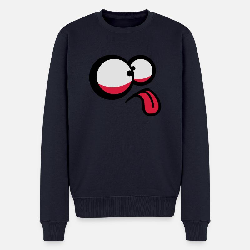 Crazy Comic Face - Männer Premium Bio Pullover - Navy
