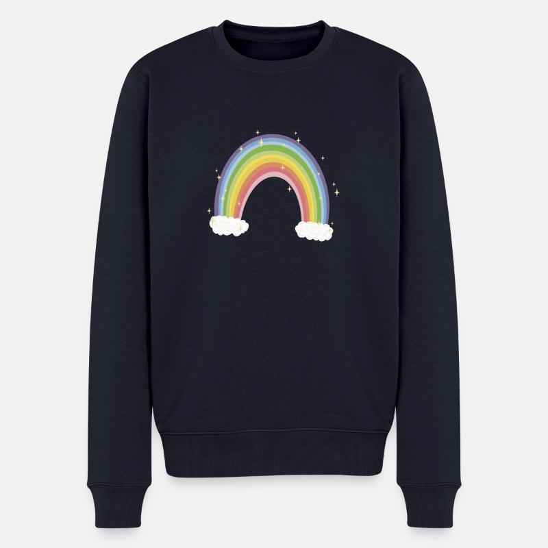 Regenbogen mit Glitzer-Sternen - Männer Premium Bio Pullover - Navy
