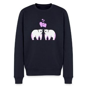 Ours polaires amoureux - Pull Premium bio Homme - bleu marine - Devant - Nico (187cm)