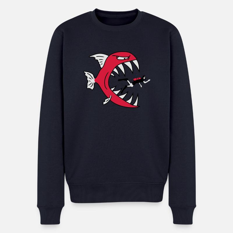Monster Fish Eats Diver - Pull Premium bio Homme - bleu marine