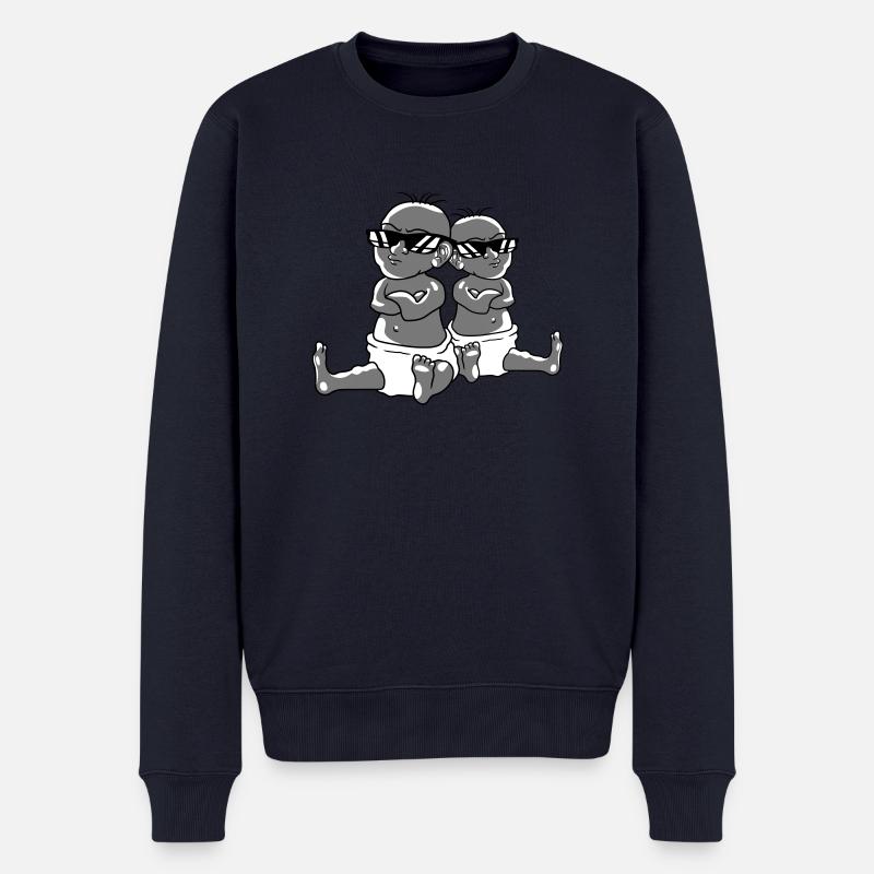 2 Coole Babys Team Freunde Brueder Schwestern Zwil - Männer Premium Bio Pullover - Navy