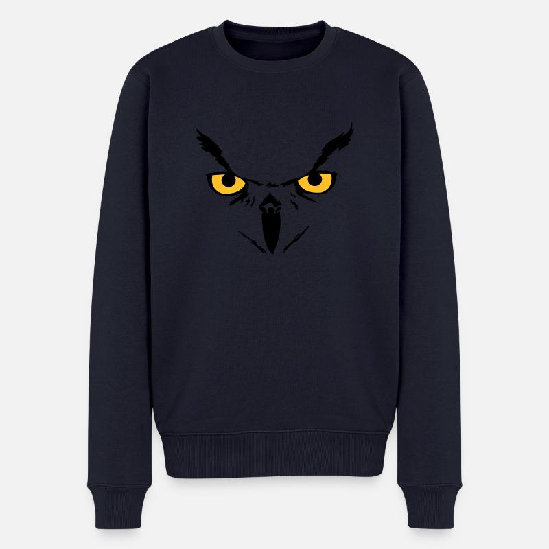 Owl face - Männer Premium Bio Pullover - Navy