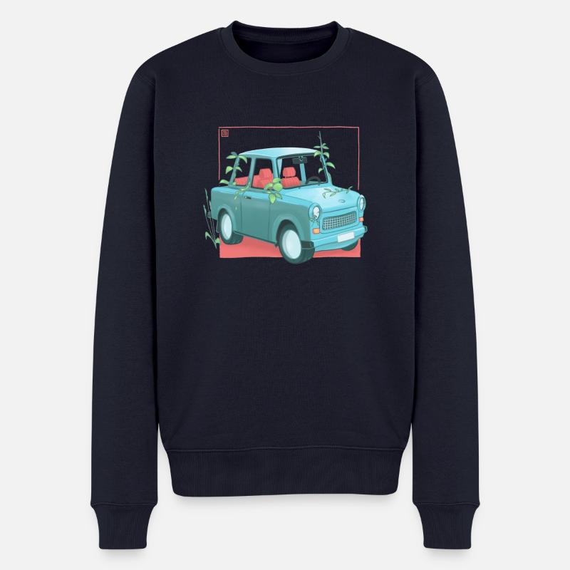 Trabi mit Pflanzen - Männer Premium Bio Pullover - Navy