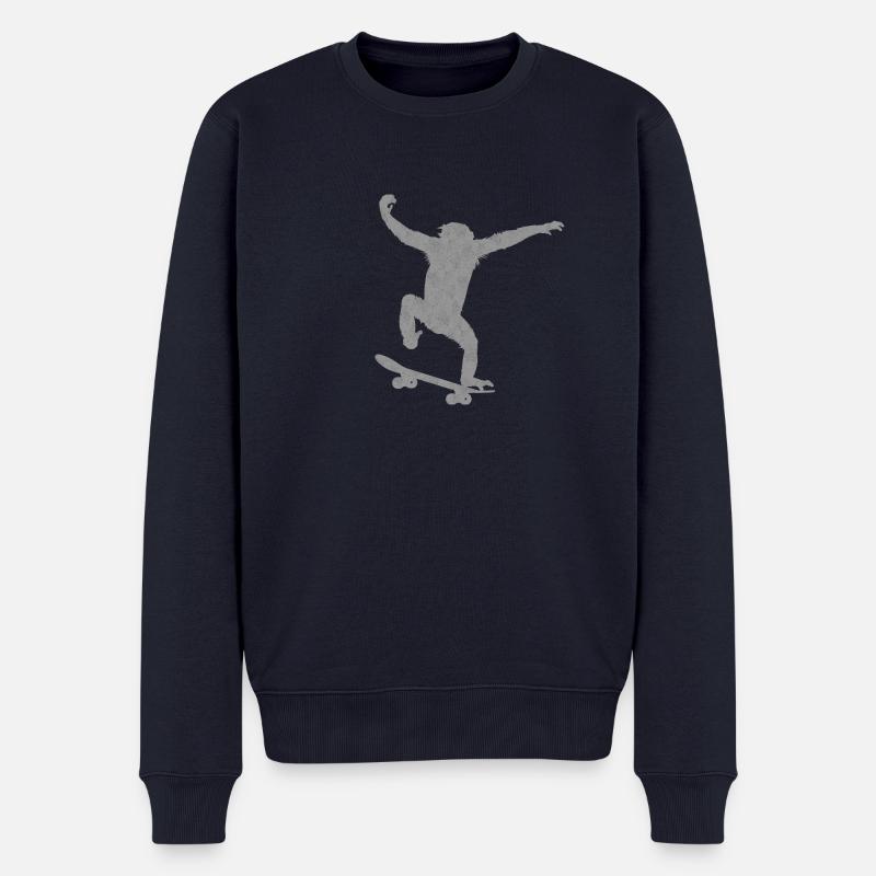 Monkey Skateboard - Männer Premium Bio Pullover - Navy