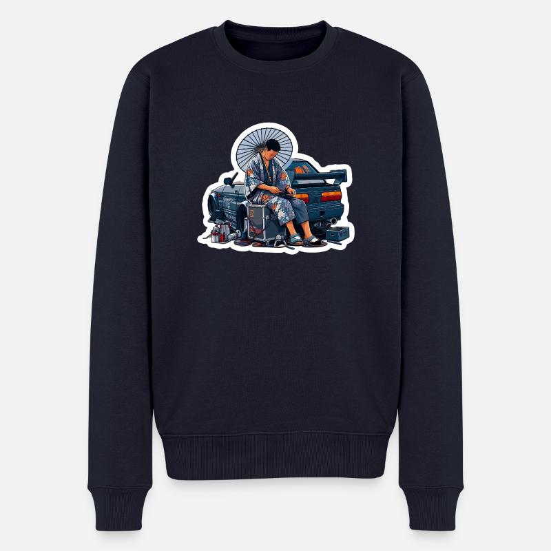 Garage Samurai - Männer Premium Bio Pullover - Navy