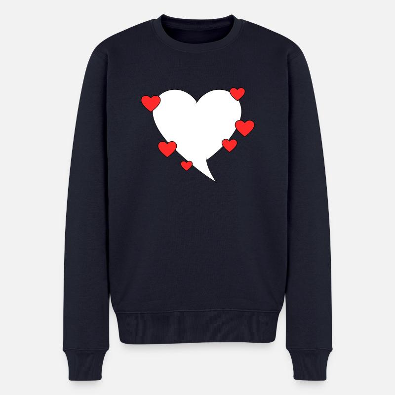 Sprechblase mit Herzen - Männer Premium Bio Pullover - Navy