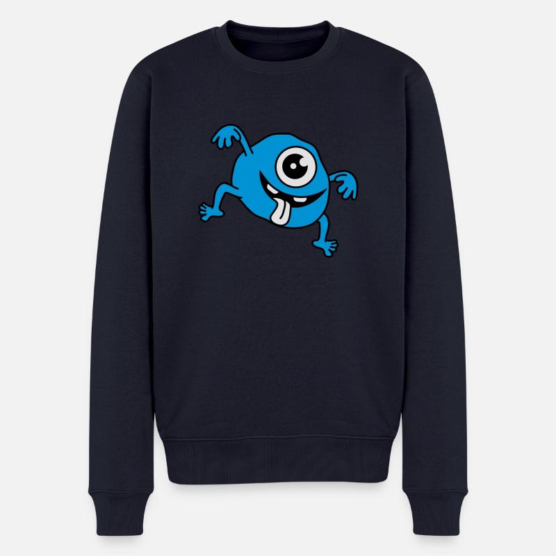 Funny Monster - Männer Premium Bio Pullover - Navy