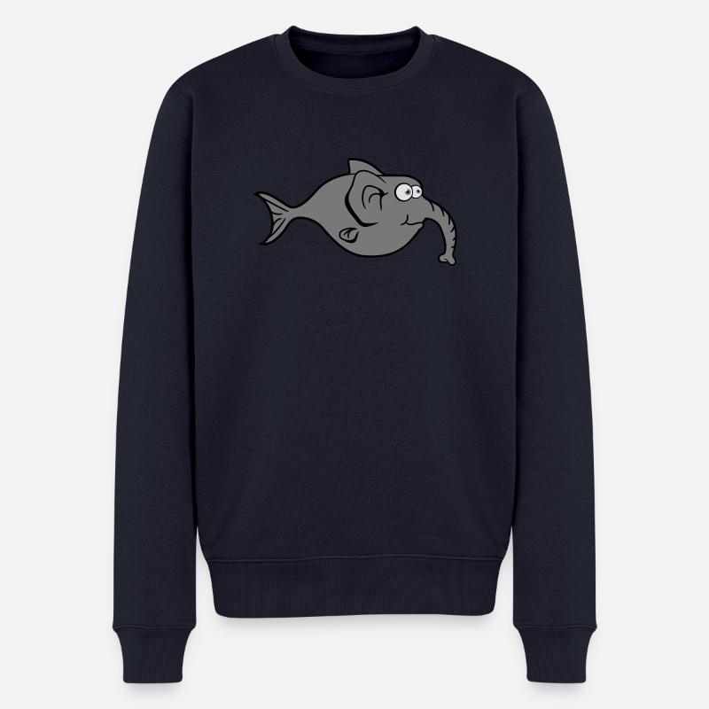 elefant dick rüssel fisch comic lustig - Männer Premium Bio Pullover - Navy
