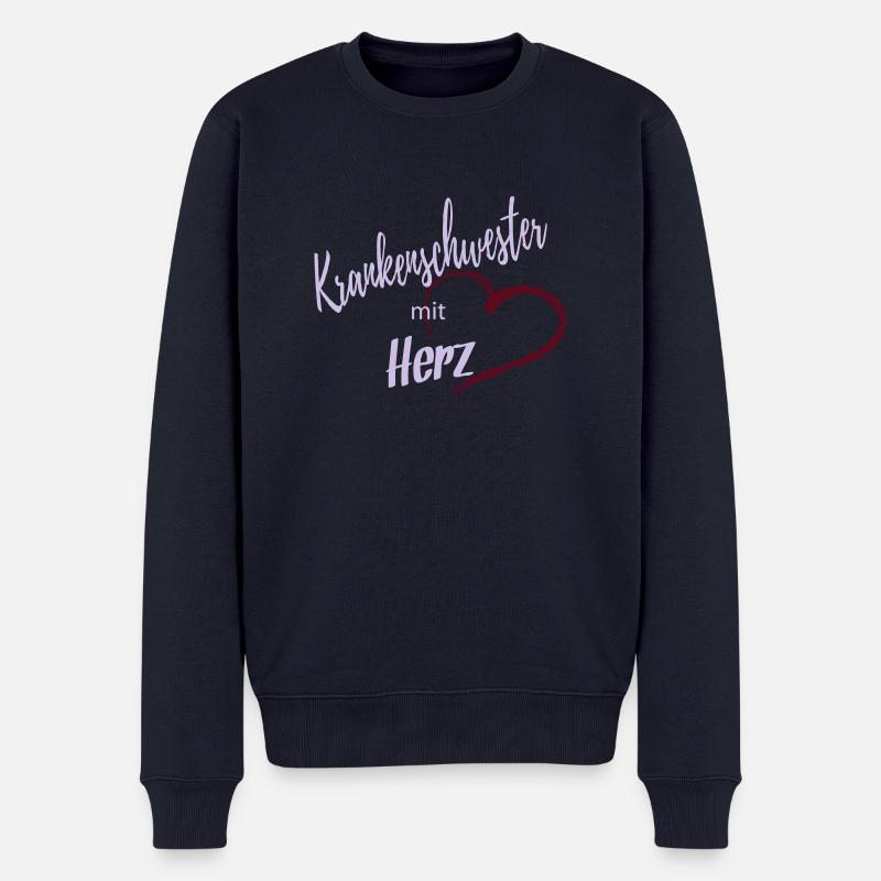 Krankenschwester mit Herz 2c - Männer Premium Bio Pullover - Navy