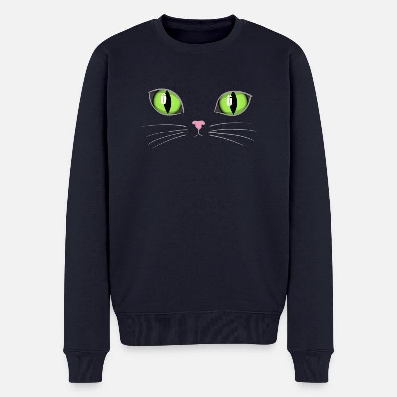 Katzengrüne Augen - Männer Premium Bio Pullover - Navy